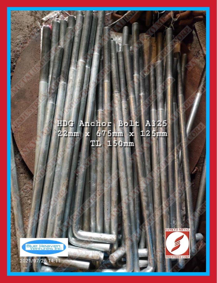 HDG Anchor Bolt or Hot dipped galvanized anchor bolt, Commercial
