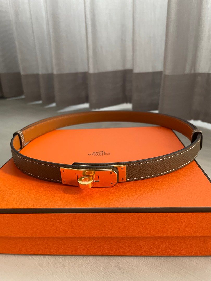 NEW HERMES Etoupe Epsom GHW Kelly 18 Belt One Size Adjustable