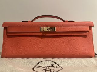Hermes Anemone Palladium Kelly Pochette Epsom PHW Clutch Cut Bag