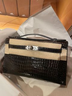 Hermes Mini Kelly 22 Pochette Bag n5 Cassis Shiny Alligator PHW