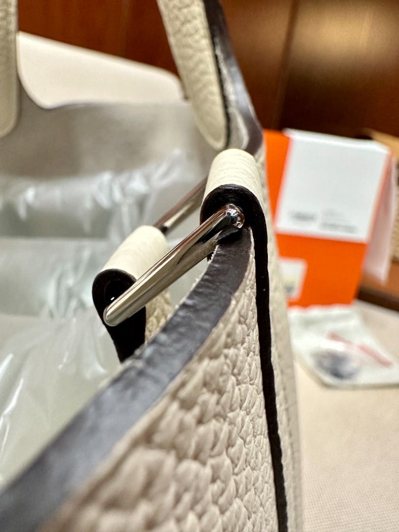 Hermes vegetable basket Picotin 18 TC I2 cream white silver buckle