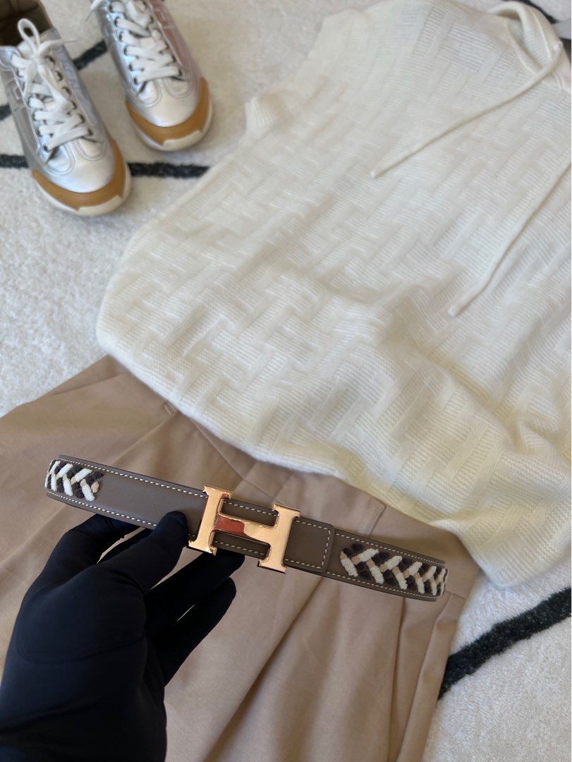 HERM S Constance Mini H Belt Buckle in Rose Gold HW Leather