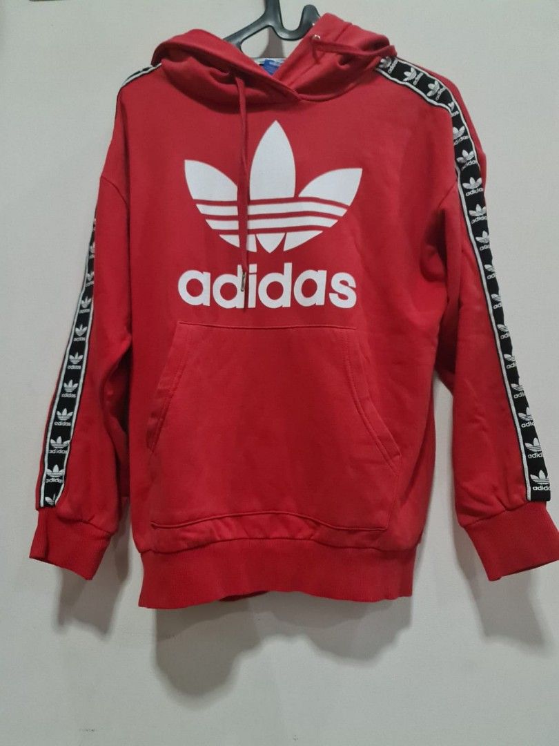 Adidas trefoil tape hoodie new arrivals