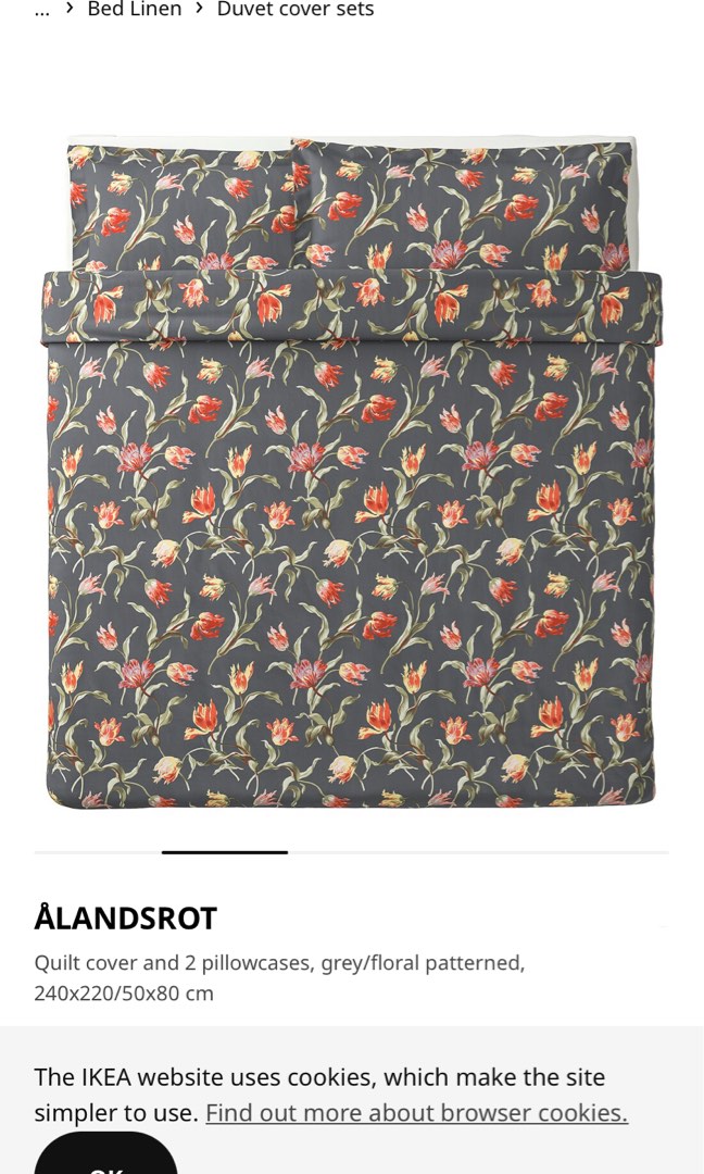 Ikea Bed Sheet King Alandsrot, Furniture & Home Living, Furniture, Bed