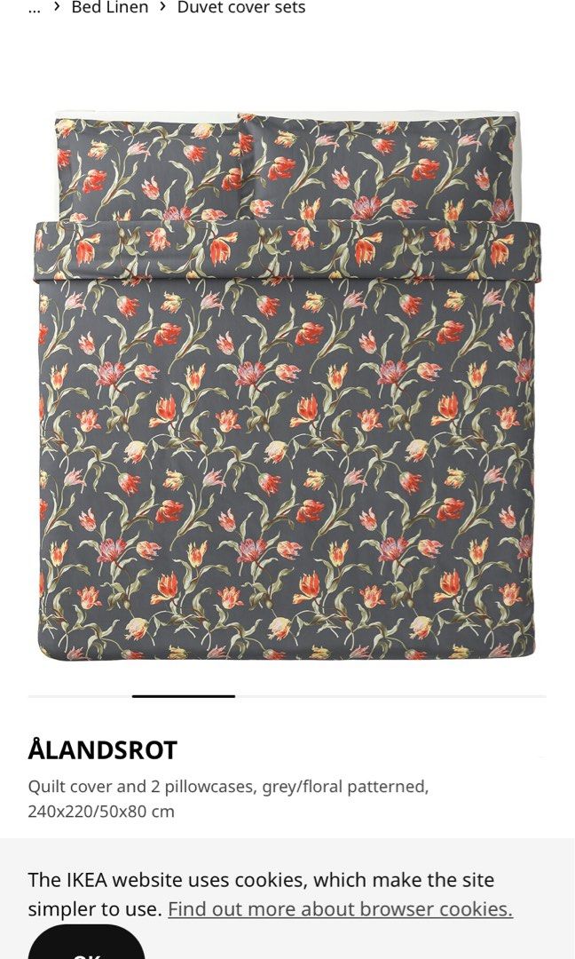 Ikea Bed Sheet King Alandsrot, Furniture & Home Living, Furniture, Bed Frames & Mattresses on