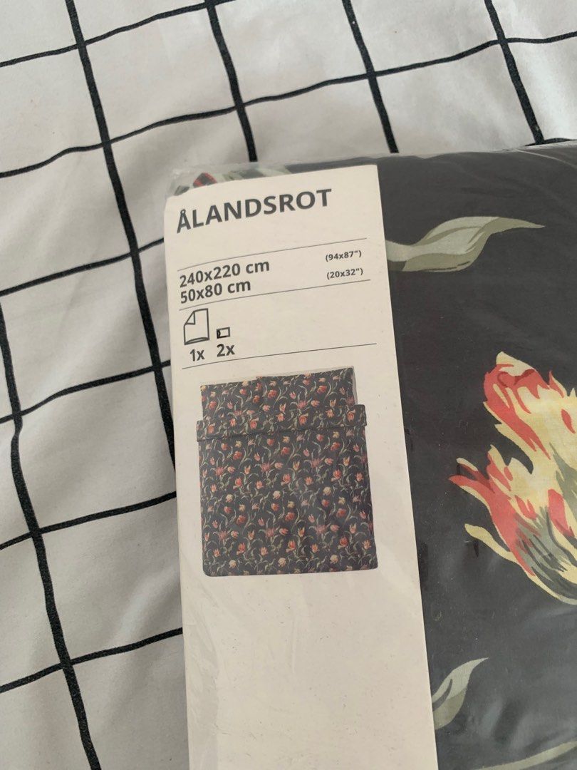 Ikea Bed Sheet King Alandsrot, Furniture & Home Living, Furniture, Bed Frames & Mattresses on