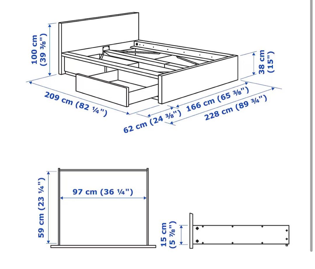 IKEA malm Queen storage bed frame, Furniture & Home Living, Furniture