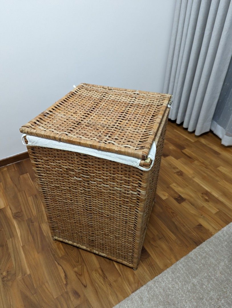 Ikea rattan laundry basket with lining, Furniture & Home Living, Home