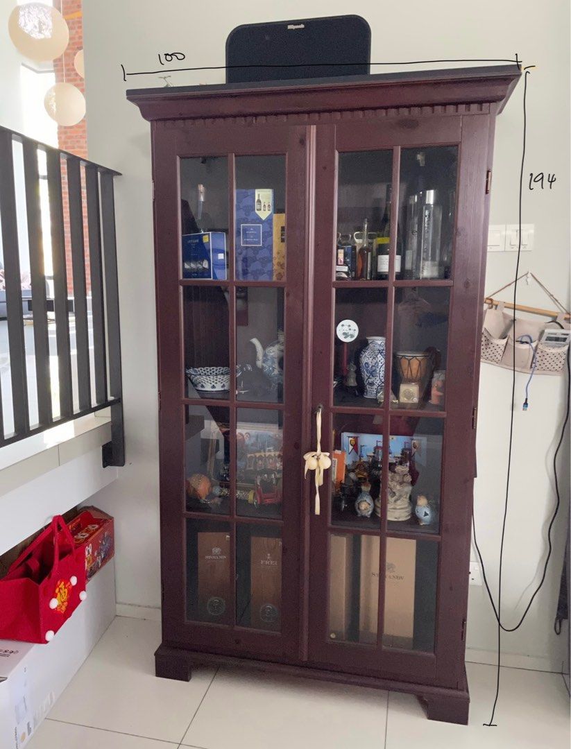 Ikea solid wood with glass door, Furniture & Home Living