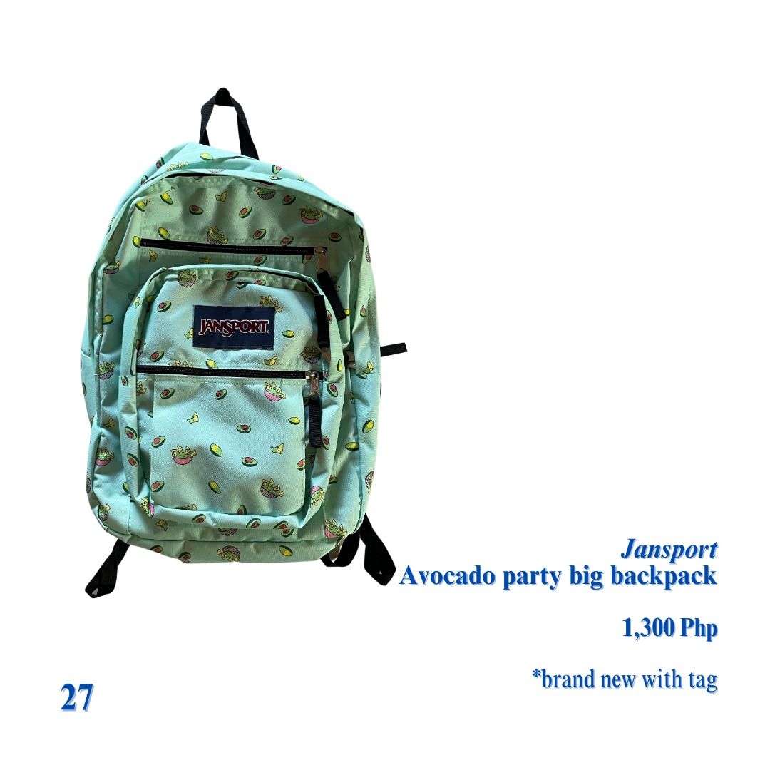 Jansport Avocado Party Large Backpack Men s Fashion Bags