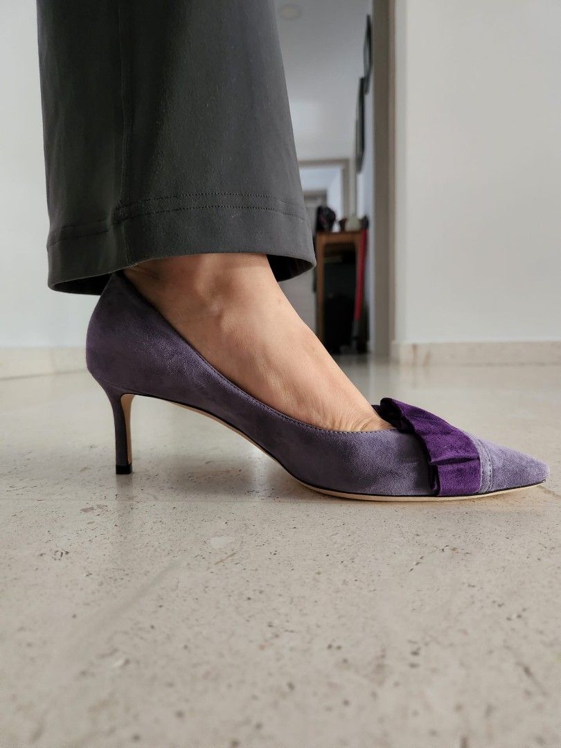 Purple leather heels discount