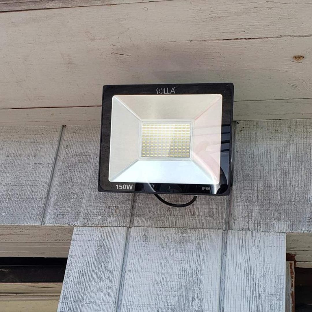K0167 SOLLA 150W LED Flood Light IP66 Waterproof 12000lm 800W Equivalent Super Bright Outdoor Security Lights 6000K Daylight White Outdoor Floodlight for Garage Garden Lawn and Yard Furniture Home Liv...