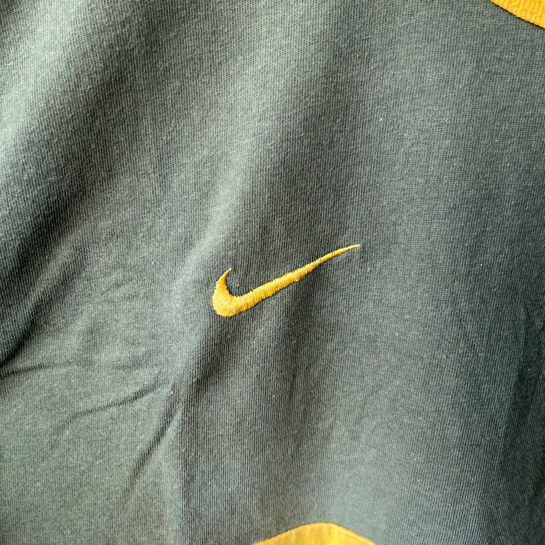 Vintage 90's Nike Brazil T-Shirt Big Swoosh Central Logo Yellow Color size  XL