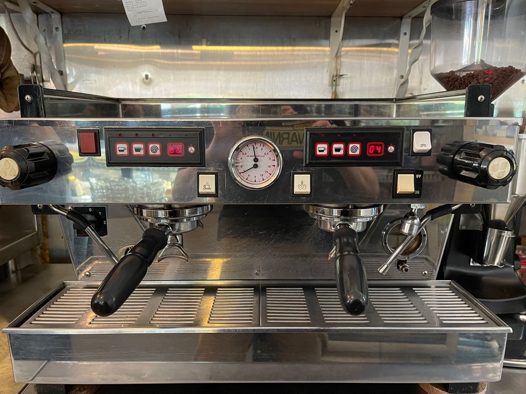La Marzocco Linea Classic 2 Group Espresso Coffee Machine with shot