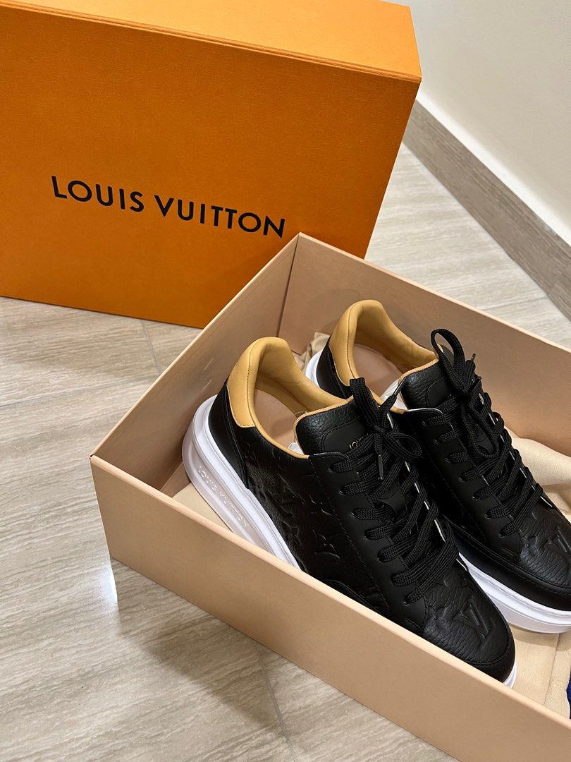 Beverly hills leather low trainers Louis Vuitton Black size 8 UK in Leather  - 38058864