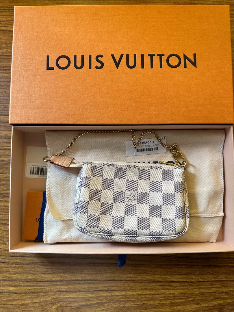 Louis Vuitton Double Zip Pochette Damier Azur Canvas and Cowhide