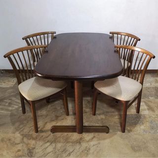 MATSUDA 4 seater dining set, 5pcs solid wood:  4x MATSUDA windsor chair 1x MATSUDA dining table