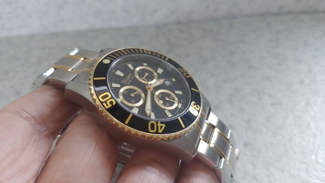 Men's Stauer Swiss Dive Chronograph Watch. Brand New, Mint Condition + Box & Papers, Men's