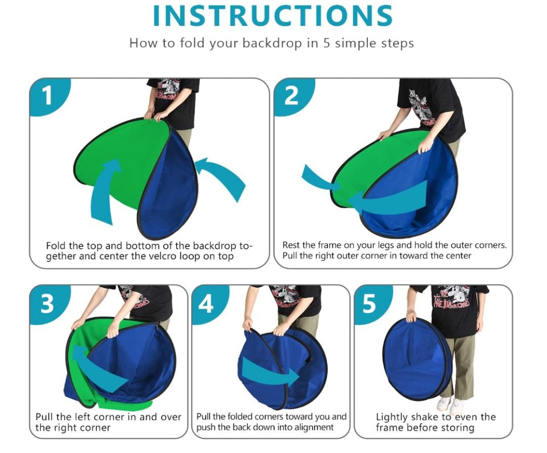 NEEWER Chromakey 2 in 1 Double Sided Collapsible Backdrop (Item Code 431) (Category: Other Photography Accessories) located in Marikina City. Submitted by skowshop (Listing ID 1227885072, Image 2). Description: Color Blue+Green Size 5x7feets Brand Neewer Item Weight 146 Ounces Occasion Photography About this item: Kit Includes: (1)5'x7'/150x200cm Collapsible Pop-up Blue/Green Backdrop Panel Durable and Foldable Pop-up Design: Durable steel frame 