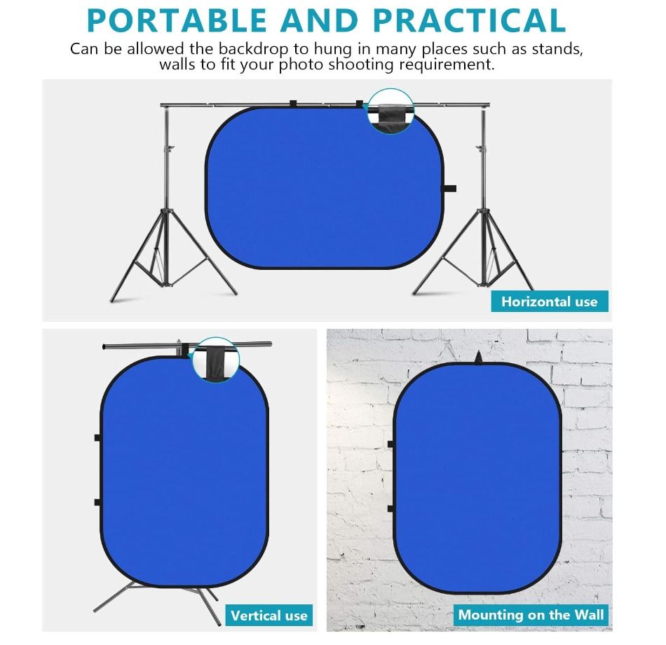 NEEWER Chromakey 2 in 1 Double Sided Collapsible Backdrop (Item Code 431) (Category: Other Photography Accessories) located in Marikina City. Submitted by skowshop (Listing ID 1227885072, Image 3). Description: Color Blue+Green Size 5x7feets Brand Neewer Item Weight 146 Ounces Occasion Photography About this item: Kit Includes: (1)5'x7'/150x200cm Collapsible Pop-up Blue/Green Backdrop Panel Durable and Foldable Pop-up Design: Durable steel frame 