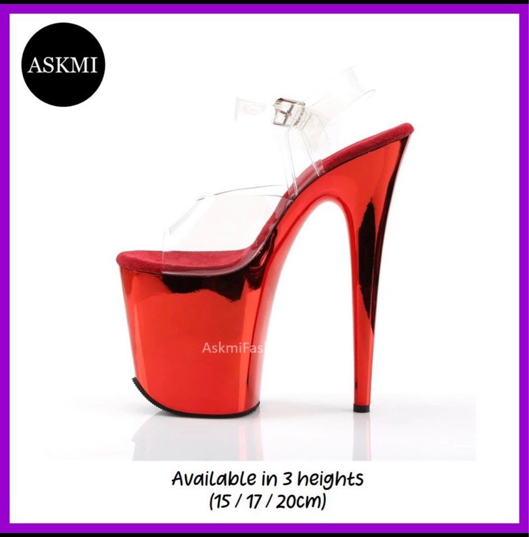 NEW Red Pole Heels chrome color Women s Fashion Footwear