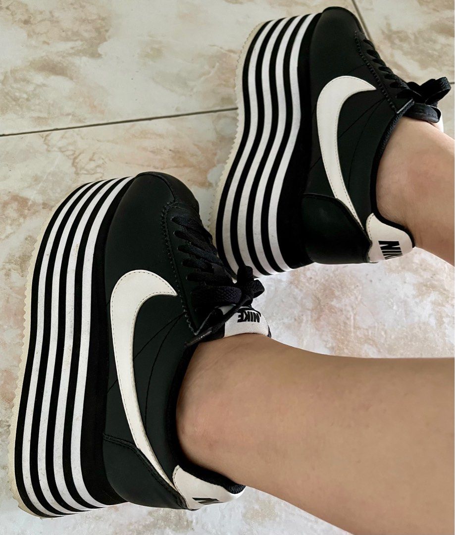 Nike striped 2025 platform cortez sneakers