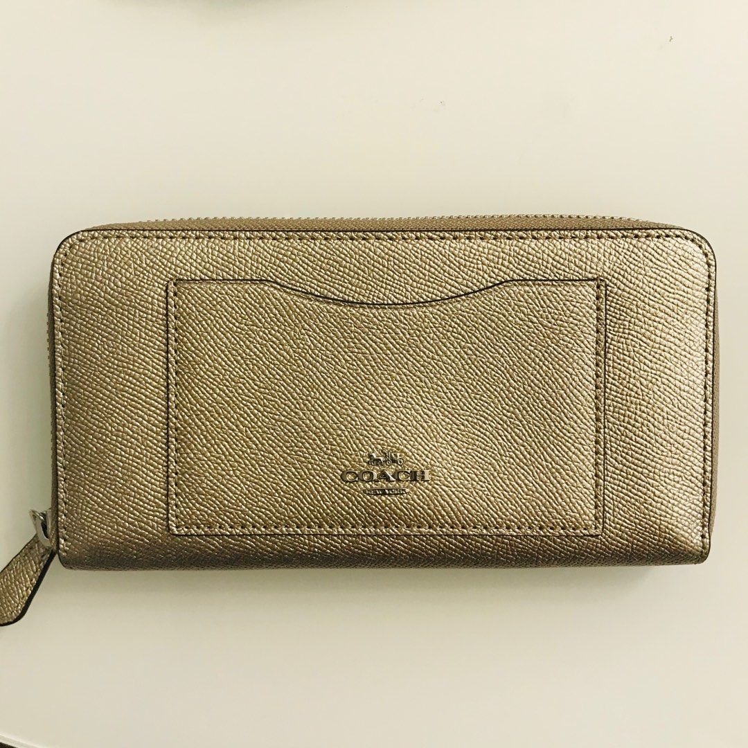 NWT COACH ACCORDION ZIP WALLET IN CROSSGRAIN LEATHER F54007 PLATINUM Women s Fashion Bags Wallets on Carousell
