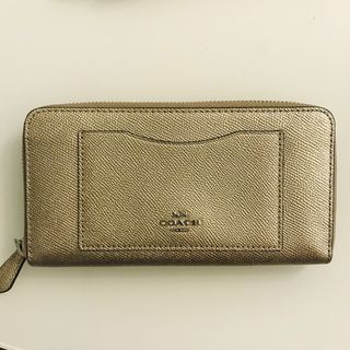 NWT COACH ACCORDION ZIP WALLET IN CROSSGRAIN LEATHER F54007 PLATINUM