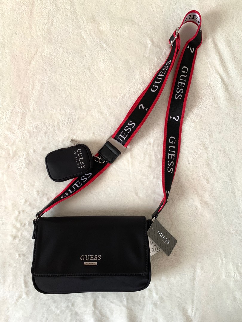 Guess carbondale flapover crossbody bag in black clearance