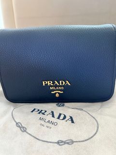 PRADA Crossbody Vitello Phenix Double Zip Black Textured Calfskin Leather