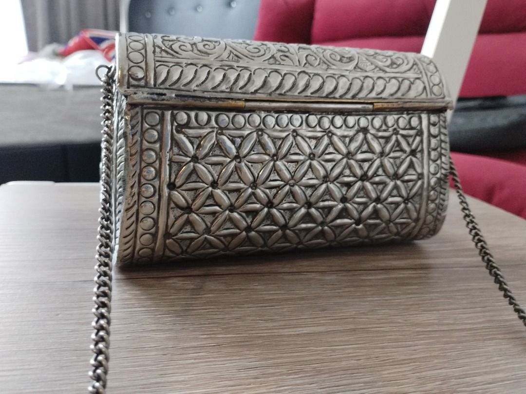 Pure German Silver Clutch With Three Free Bags
