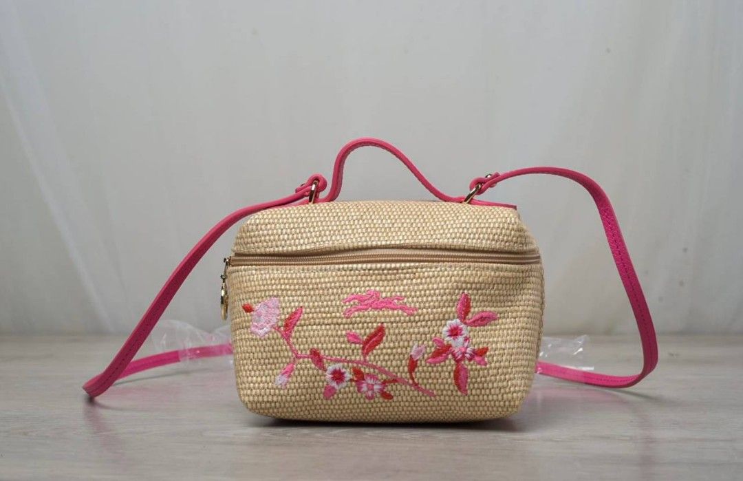 Longchamp Le Panier Pliage Vanity Floral Embroidered XS Crossbody