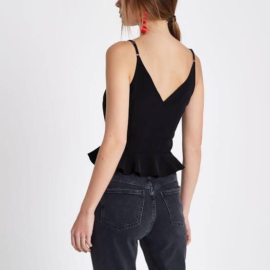 River island black peplum cami top Women s Fashion Tops Blouses