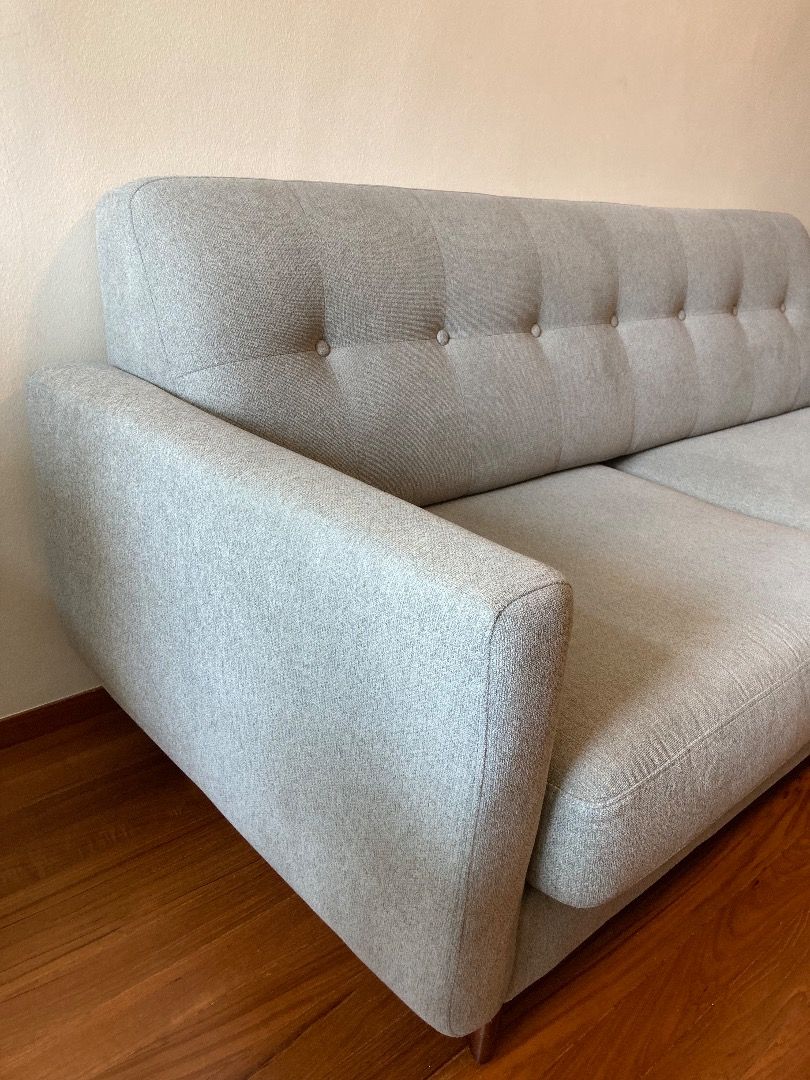 Rivet Sloane MidCentury Modern Sofa Couch, Pebble Grey, Furniture