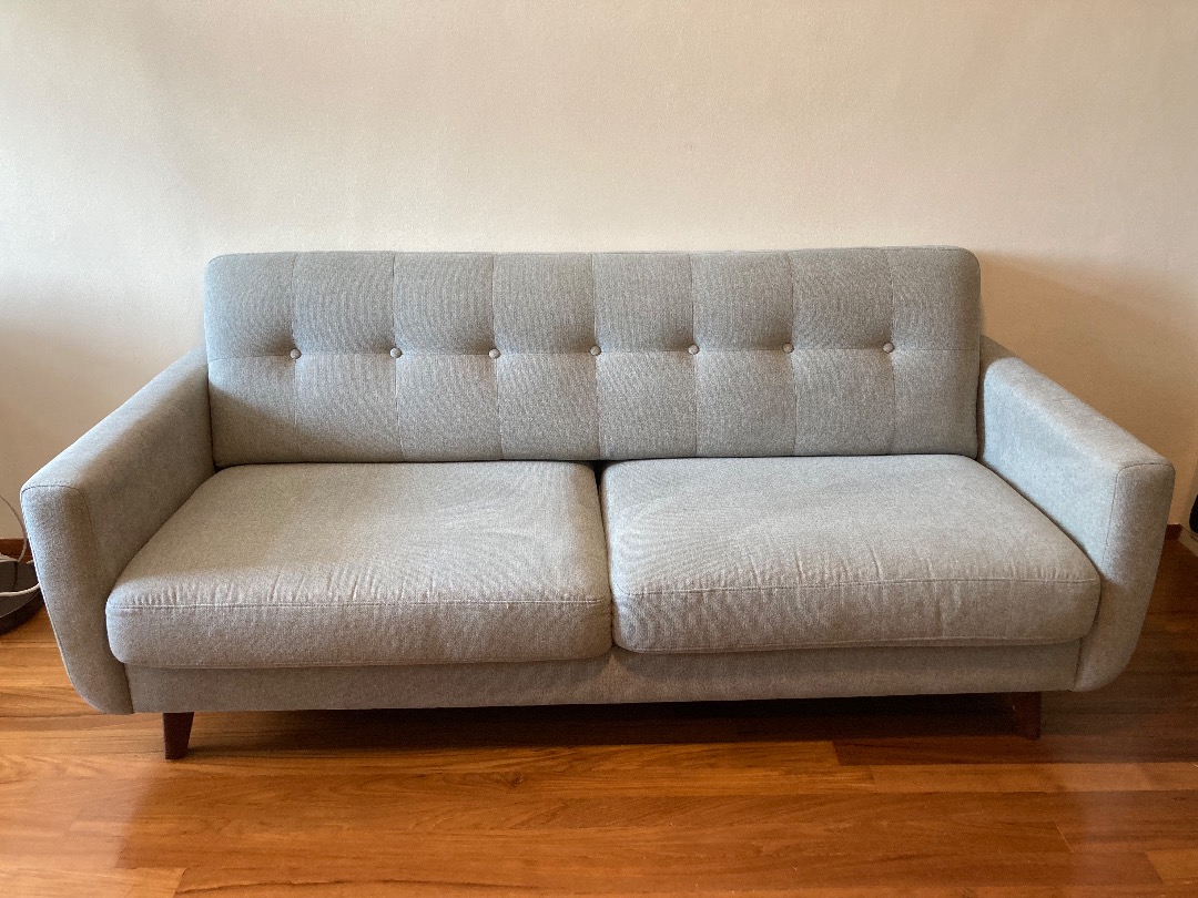 Rivet Sloane MidCentury Modern Sofa Couch, Pebble Grey, Furniture
