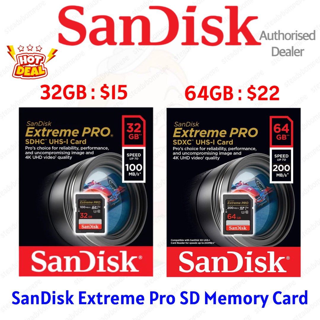 SanDisk 64GB Extreme PRO (200MB/s) UHS-I SDXC Memory Card