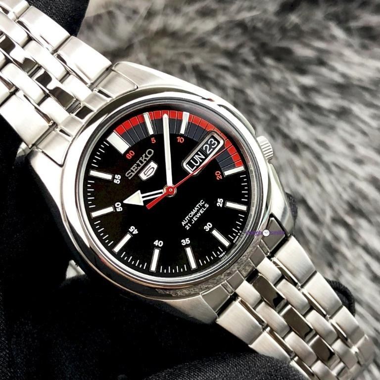 Seiko 5 SNK375 Men s Unisex Automatic Black Dial Stainless Steel