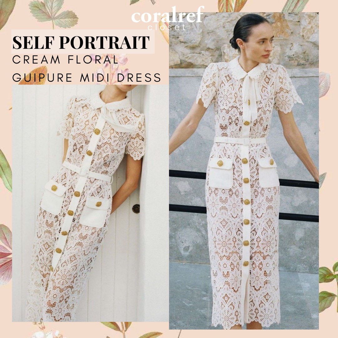 Floral guipure midi dress discount