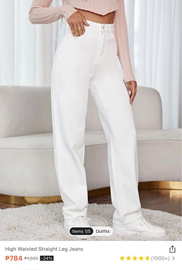 Shein High Waisted Straight Leg (Category: Jeans) located in Quezon City. Submitted by cdanisel (Listing ID 1227803406, Image 2). Description: Size S on tag pero pina alter ko na sya Used once Medida size: 25-26 Length: 39.