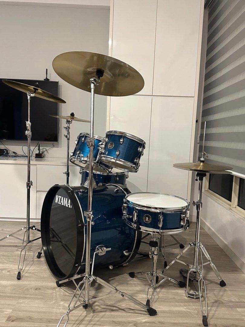 Tama Rm52kh6c Hlb Rhythm Mate 5 Piece Drum Kit Whardwares And Cymbals Hairline Blue Hobbies 8345