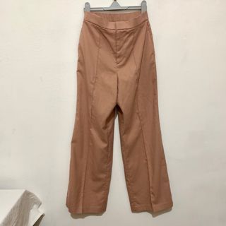 Uniqlo High-waisted Wide Pants Celana high waist warna Pink Blush ukuran S