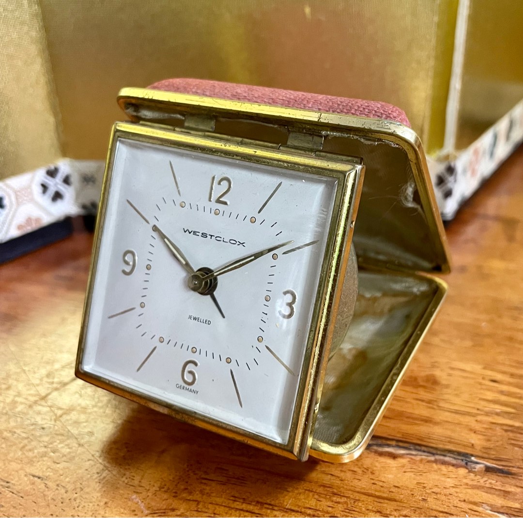 Vintage Westclox Travel Alarm Clock Jewelled Germany, Furniture & Home Living, Home Decor