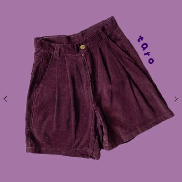 VINTAGEWKND Corduroy Shorts in Taro Maroon Purple Women s