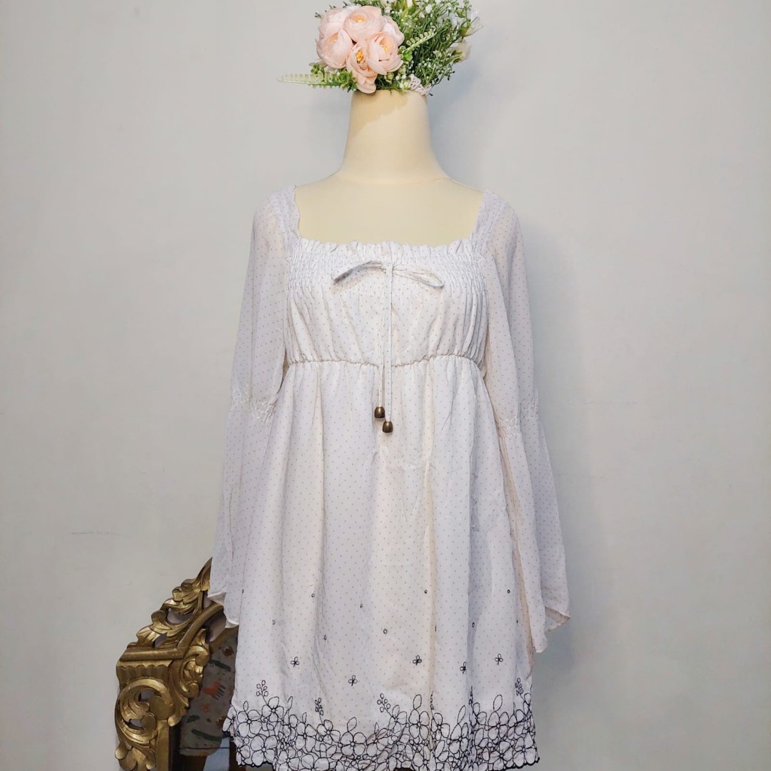 White Coquette Cottagecore Lana Del Rey White Dress Y K Fairycore Fesyen Wanita Pakaian Wanita