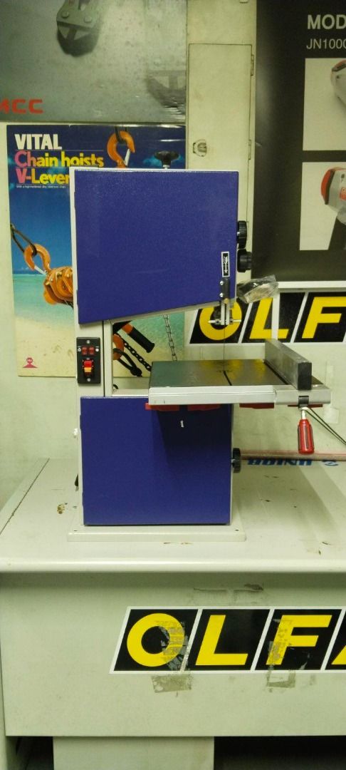 Wood bandsaw Machine (Category: Construction Tools & Equipment) located in Manila. Submitted by 09150361920ronvillaflor (Listing ID 1227772575, Image 2). Description: Wood bandsaw Machine Brand: TTMC TBS-245 (571003) Blade speed: 890m/min. Blade length: 1712mm Max. cutting height: 100mm Max. throat depth: 245mm Table size: 340 x 345mm Table tilt: 0-45° Motor Power: 375 watts Price: 16,400 "WELCOME TO HAYAI INDUSTRIAL TOOLS SUPPLY" For inquiries G