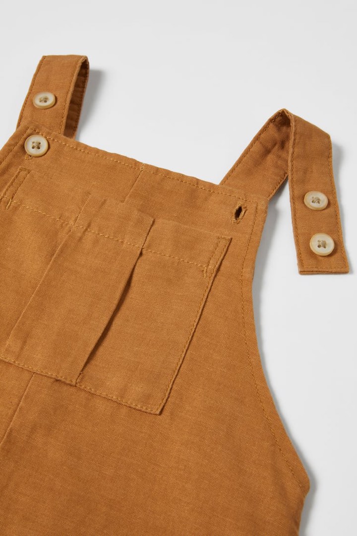 [Zara Baby] Flowing Linen Blend Dungarees fo 9 12M, Babies & Kids