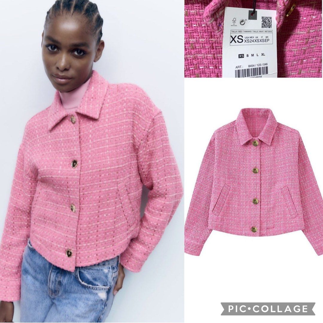 Zara Pink Tweed Jacket, Women's Fashion, Coats, Jackets and Outerwear on  Carousell