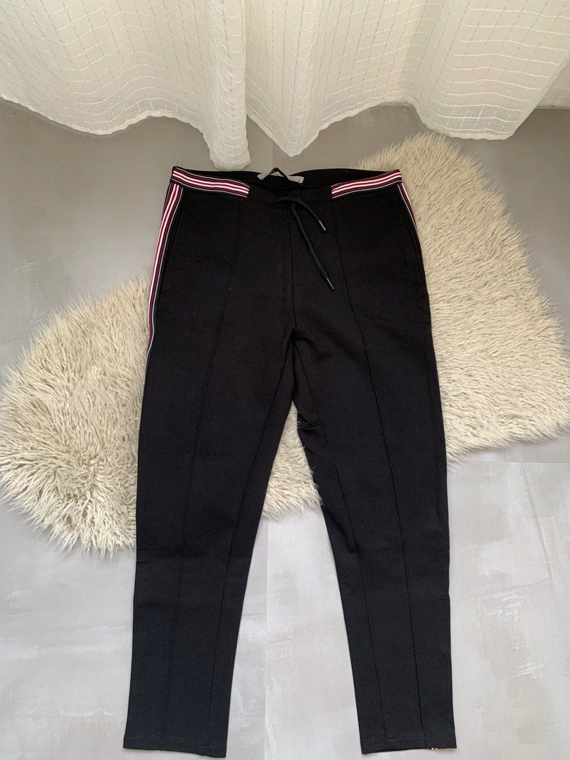 Zara pleated pants with side tape, Men's Fashion, Bottoms, Trousers on