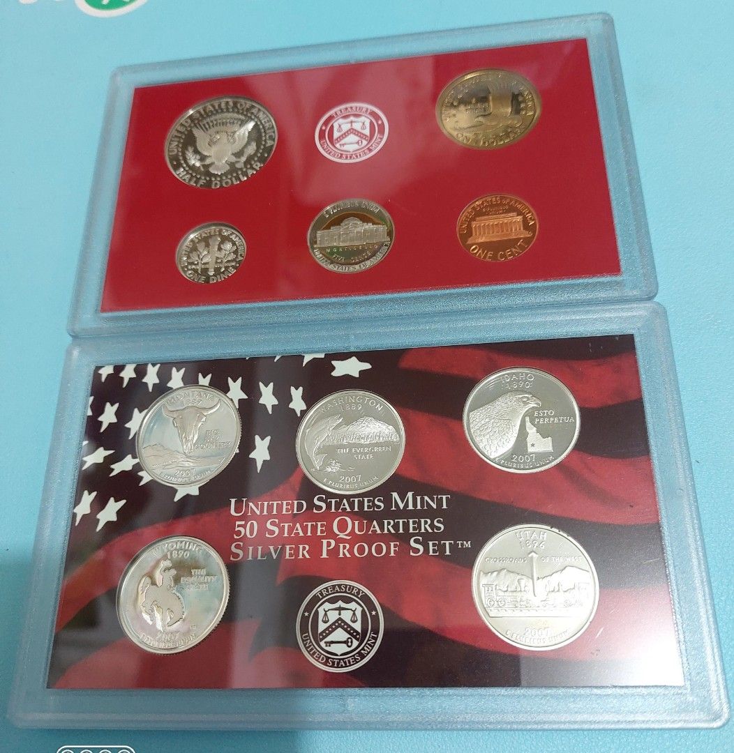 美國紀念英幣，2007年記念套幣，一套10枚, 興趣及遊戲, 收藏品及紀念品, 錢幣- Carousell