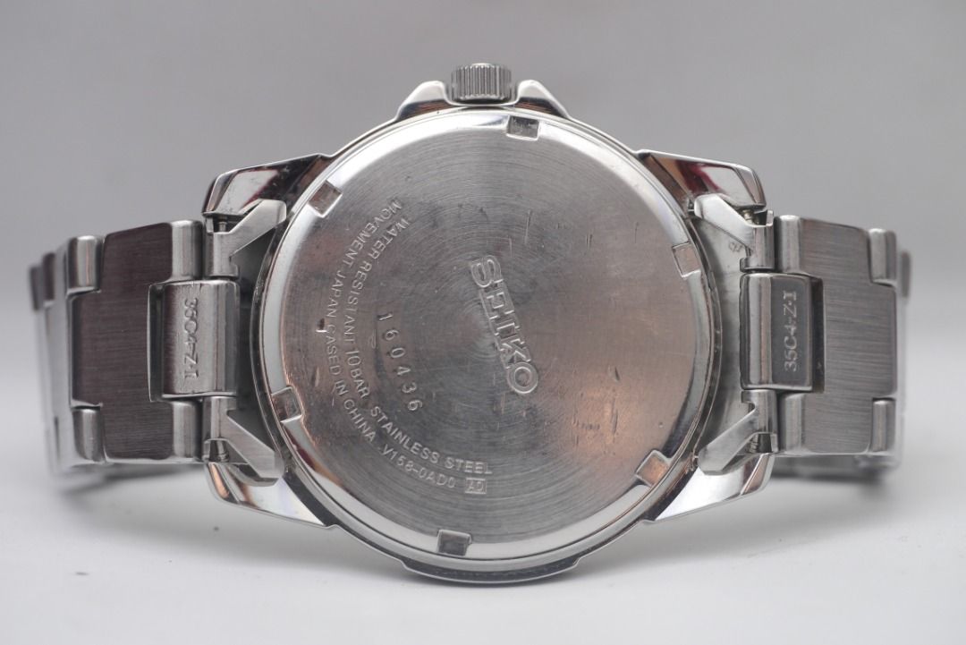 2001s Seiko V158 0AD0 Solar Quartz Watch With Original Band